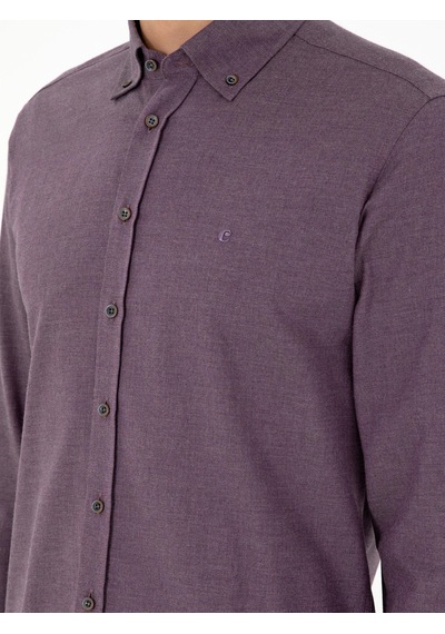 Cacharel Mürdüm Slim Fit Uzun Kollu Gömlek Pembe