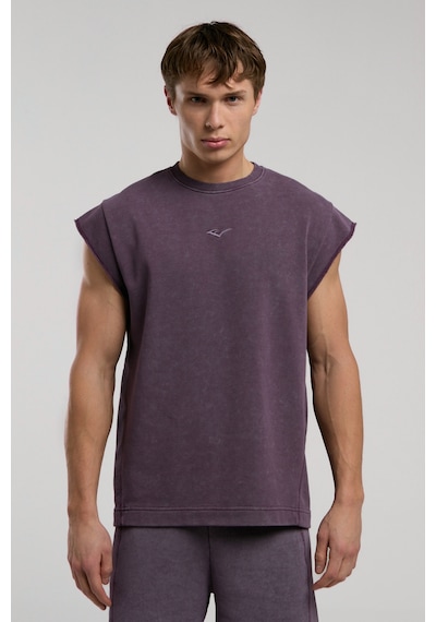 Everlast Bronx 1910 Oversize Yıkamalı Mor Erkek Kolsuz Sweatshirt Koyu Mor