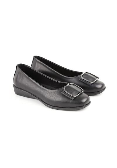 Libero L076.3101 Hakiki Deri Tokalı Esnek Kauçuk Taban Kadın Loafer Casual Ayakkabı Siyah