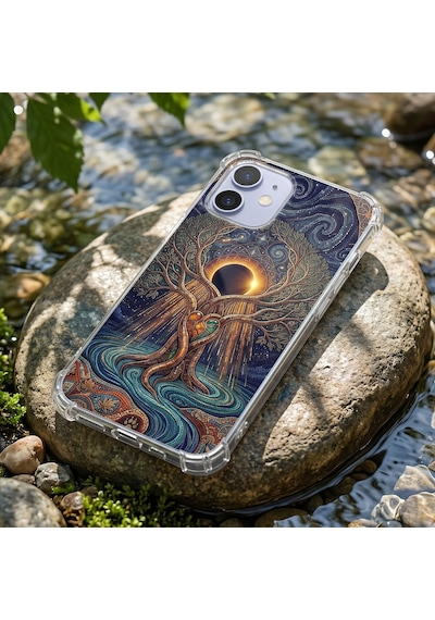 Printify Tecno Spark7t İle Uyumlu Simya Serisi Kozmik Denge Tasarımlı Uv Baskılı Köşe Korumalı Antişok Kılıf Şeffaf