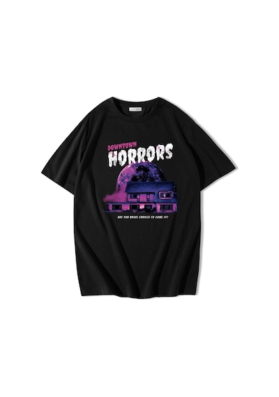 Brz Collection Unisex Oversize Downtown Horrors T-shirt-siyah Siyah