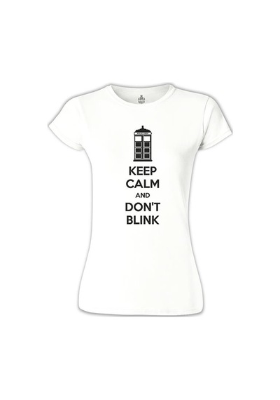 Doctor Who - Keep Calm And Don't Blink Beyaz Kadın Tshirt 001
