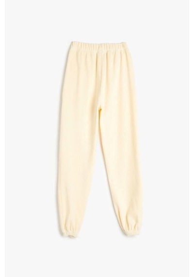 Koton Kız Çocuk Basic Jogger Eşofman Altı Beli Lastikli Ekru