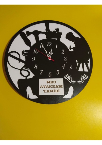 Ayakkabı Tamirci Ve Satış Modern Ahşap Duvar Saati Sağlam Çok Şık Ve Birarada..no:35 Siyah