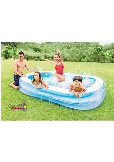 Intex 56483 Büyük Şişme Aile Havuzu Dış Bölme Şeffaf 262x175x56 c Çok Renkli