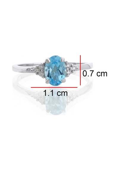 Blue Topaz Oval Tektaş Yüzük