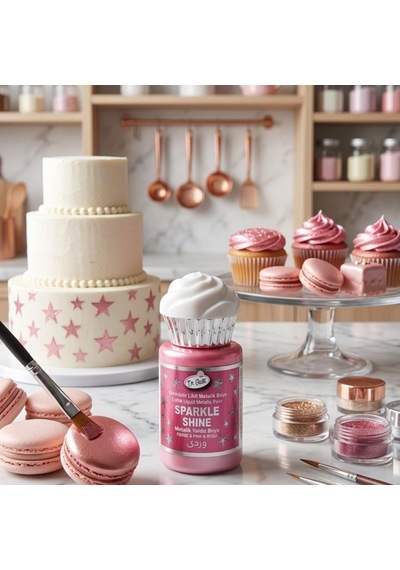 Dr. Gusto Sparkle Sıvı Metalik Boya Pembe Yenilebilir Pasta Ve Tatlı Dekor Boyası