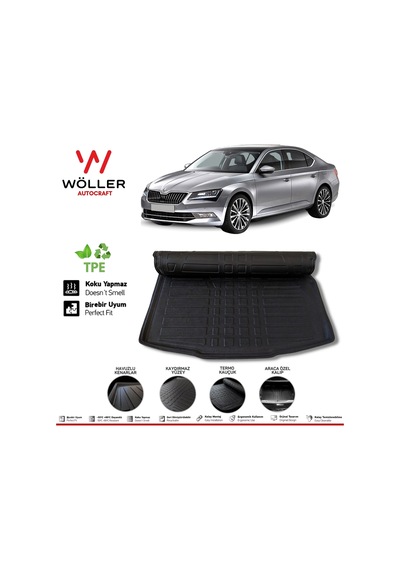 Skoda Superb Bagaj Havuzu 2015 2022 Arası 3D Wöller Ultraflex