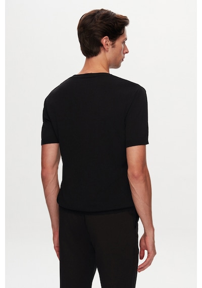 Twn Slim Fit Siyah Düz Örgü T-shirt 5ef060638904m 001