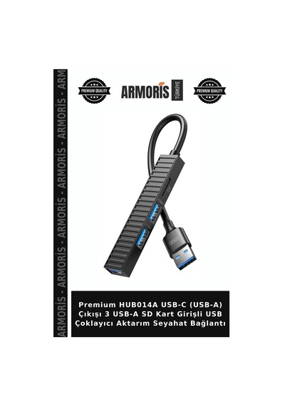 Premium Hub014a Usb-c Usb-a Çıkışı 3 Usb-a Sd Kart Girişli Usb Çoklayıcı Aktarım Seyahat Bağlantı