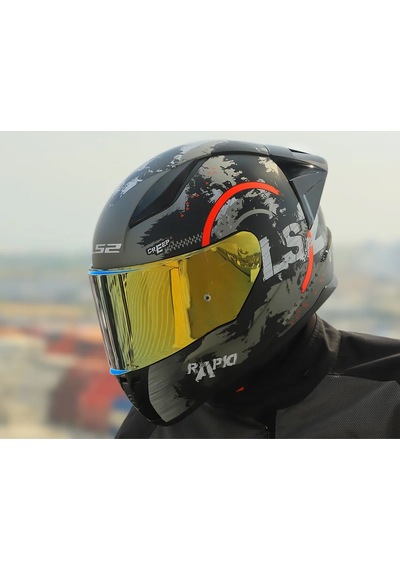 Rapıd 2 Race Cırcle Kapalı Motosiklet Kaskı Mat Siyah-kırmızı Gold Cam Mat Siyah-kırmızı