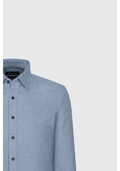 Ac&Co / Altınyıldız Classics Erkek Mavı Slim Fit Dar Kesim Klasik Yaka Flanel Gömlek Mavı Mavi