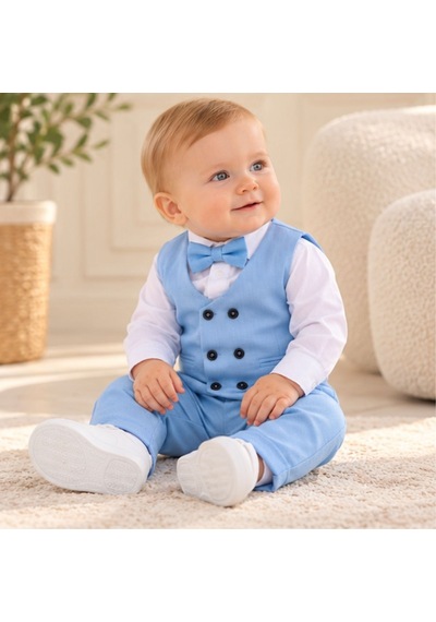 Maxx Kleın Erkek Bebek Bebe Mavisi Yelekli Takım Elbise Gömlek Papyon Pantolon 6-9-12-18-24 Ay Mavi Maxx Kleın Erkek Bebek Bebe Mavisi Yelekli Takım Elbise Gömlek Papyon Pantolon 6-9-12-18-24 Ay Mavi