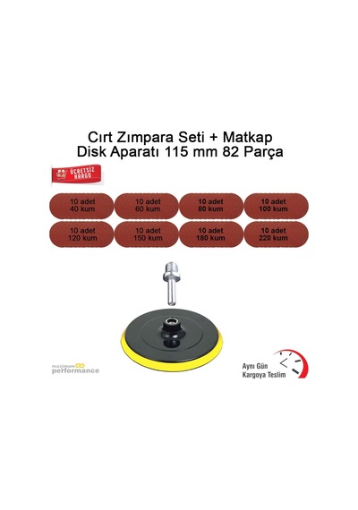Cırt Zımpara Seti + Matkap Disk Aparatı 115 Mm 82 Parça
