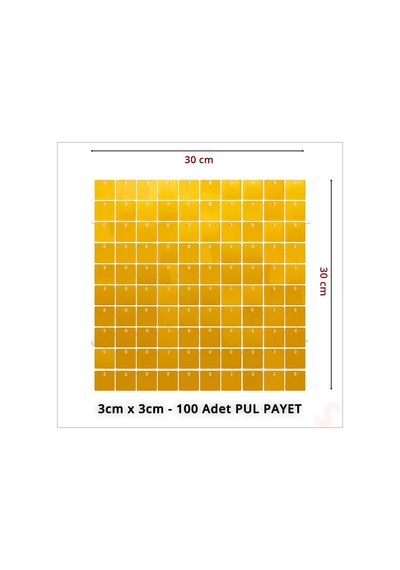 Işıltılı Pul Payetli Arka Fon Paneli, 30cm X 30cm - Altın 1+