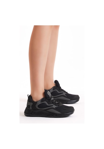 Tonny Black Rahat Kalıp Yüksek Taban Bağcıklı Unisex Siyah Spor Ayakkabı V2901-0 Siyah