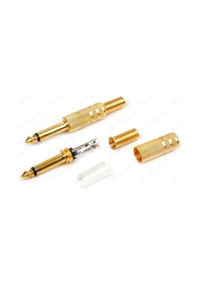 Lehimlenebilir Altın Kaplama Metal 6.35 mm Mono Erkek Çivi Jack