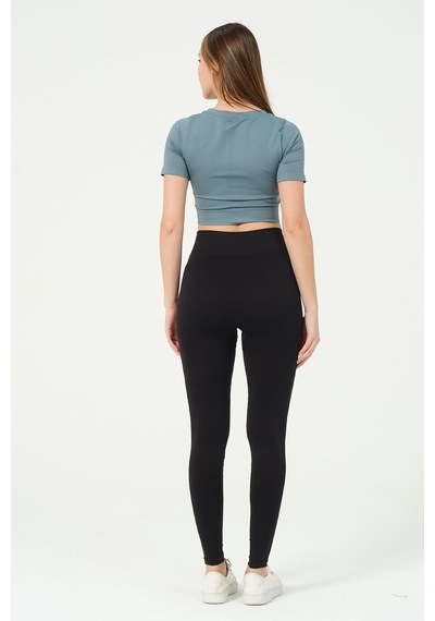 Forever More Kadın V Yaka Kısa Kollu Dikişsiz Esnek T-shirt Crop Top Turkuaz-xs Altın - Beyaz
