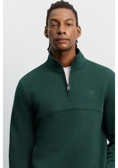 Avva Erkek Koyu Yeşil Dik Yaka Fermuarlı -5 Dereceye Dayanıklı Regular Fit Sweatshirt A62y1351