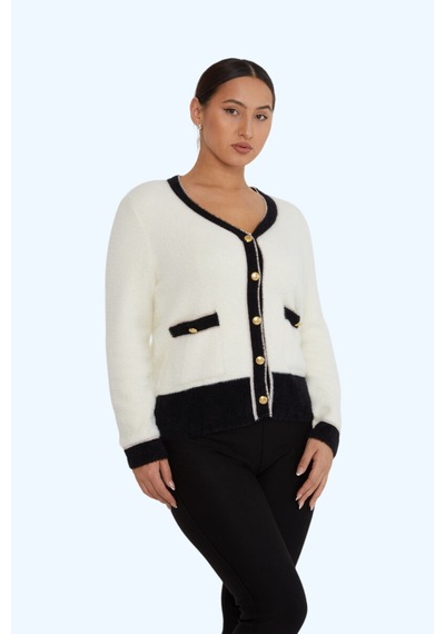 Kazee Cep Detaylı Angora Hırka Ekru - 680090834 Ekru