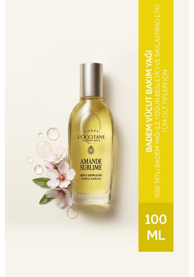 Badem Vücut Bakım Yağı, %50 Tatlı Badem Yağı İçeren Besleyici Ve Nemlendirici, Omega 6 Ve 9, 100 Ml