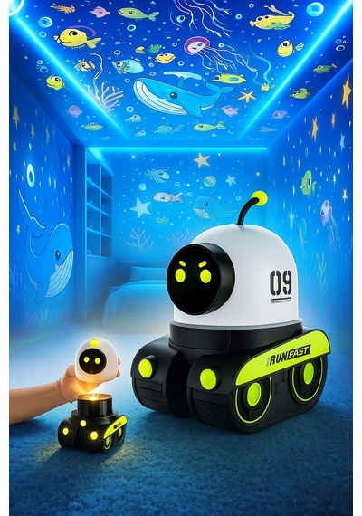 Tank Robot 12 Film Projeksiyon Lamba Bluetooth Hoparlör