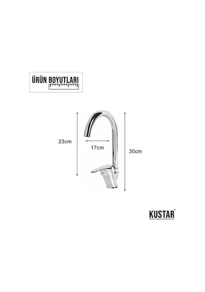 Kustar Delta Kuğu Lavabo Banyo Mutfak Batarya Takımı 3'lü Krom