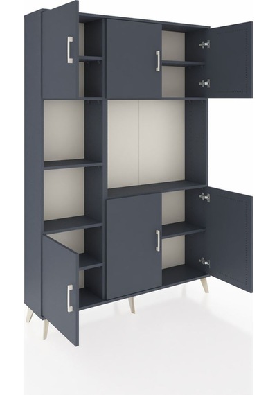 Arges Dolap 9 Raflı 6 Kapaklı 132x30x195 Antrasit-antrasit/an... Antrasit