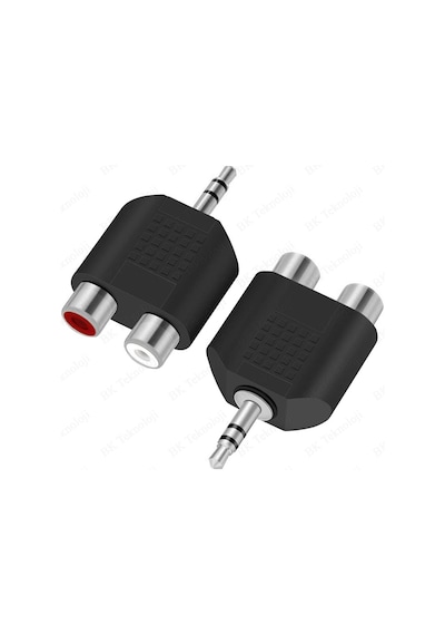 Stereo Ses Konektörü 3.5 mm Erkek Jak - 2 RCA (R+L) Dişi Ayırıcı