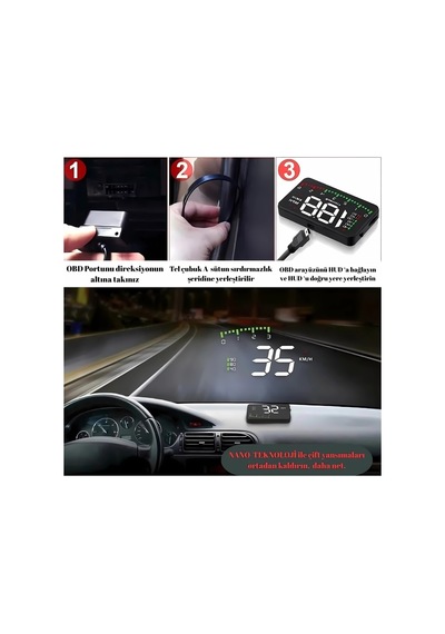 Araç Hız Göstergesi Dijital Ekran ,voltaj Su Sıcaklığı ,yansımalı Göstergeli , Obd2 Hud