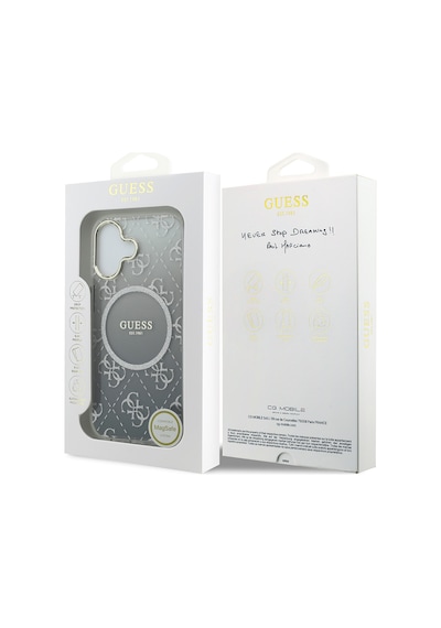 Apple Uyumlu iPhone 17 Kılıf Guess Lisanslı M-safe Özellikli 4g Desenli Simli Silikon Kapak Gri Gri