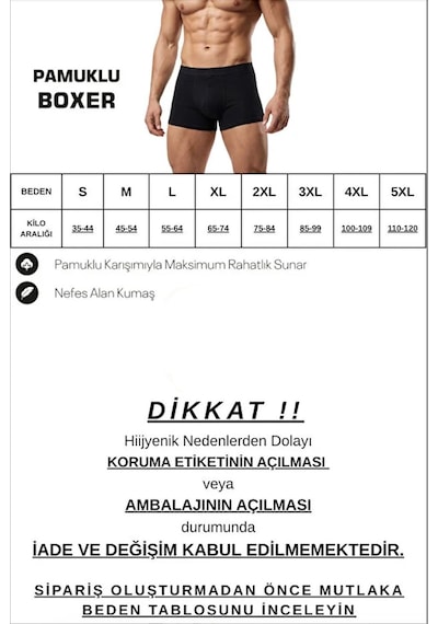 John Lion Erkek Pamuklu Rahat Kalıp Siyah 10 Lu Boxer Günlük Kullanım Siyah