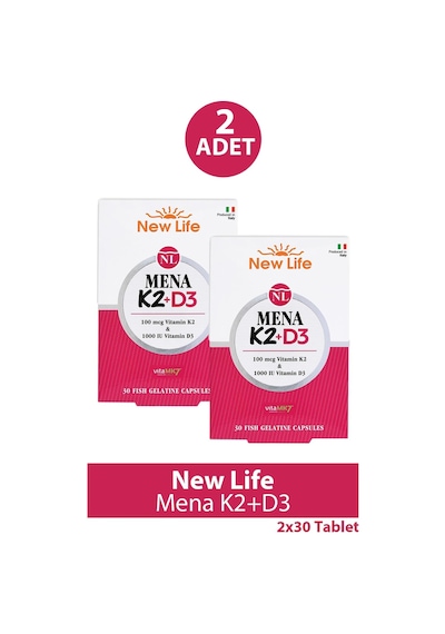 New Life Mena K2+D3 Takviye Edici Gıda 2 x 30 Kapsül