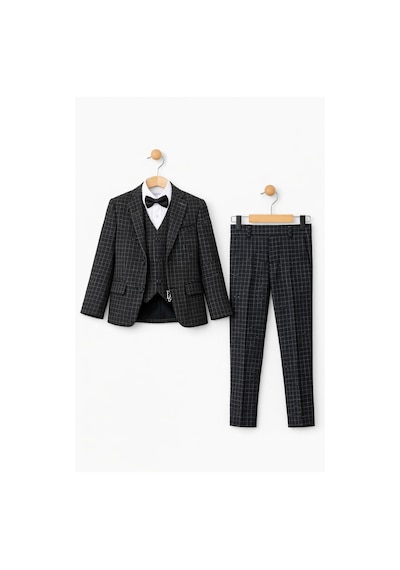 Ahengim Erkek Çocuk Slim Fit Dokulu Çizgili Klasik Takım Elbise Ak197-198 Siyah Ahengim Erkek Çocuk Slim Fit Dokulu Çizgili Klasik Takım Elbise Ak197-198 Siyah