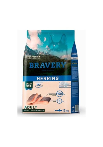Bravery Tahılsız Ringa Balıklı Büyük Orta Irk Yetişkin Köpek Maması 12 KG