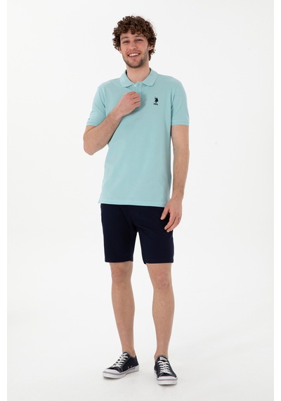 U.S. Polo Assn. Erkek Slim Fit Polo Yaka Açık Mavi Basic Tişört 50298041-VR083