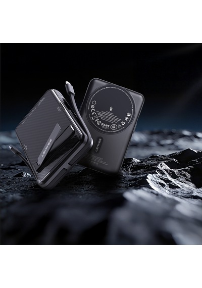 Lenyes P571 Pd 22.5w Standlı M-safe Özellikli Type-c&lightning Kablolu Powerbank 15w 10000mah Siyah