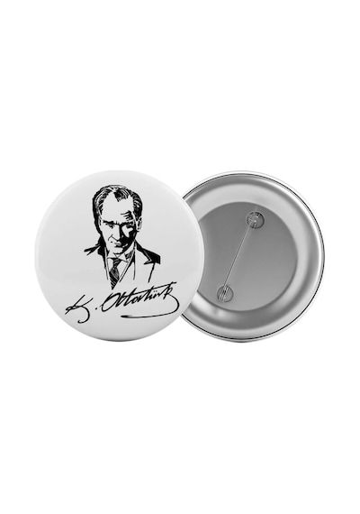 Atatürk İmzası Çanta Rozeti 20 Adet En Büyük Boy 5.8cm İğneli Broş