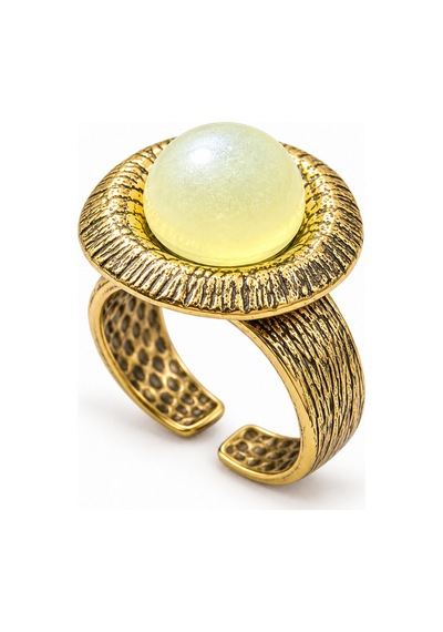 Esoo Jewelry İnci Detaylı Eskitme Gold Vintage Ayarlanabilir Kadın Yüzük