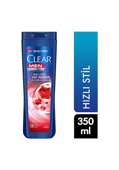Clear Men Hızlı Stil 2si 1 Arada Kepeğe Karşı Etkili Şampuan 350 Ml 10'li Paket