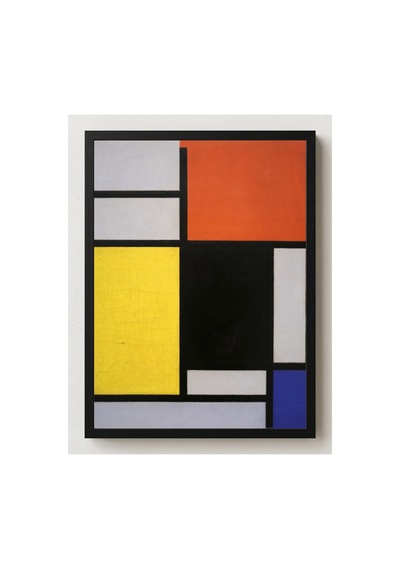 Mondrian Kırmızı, Sarı, Siyah, Mavi Ve Gri İle Kompozisyon Çerçevesiz Poster 30x42 Cm A3 Tablo
