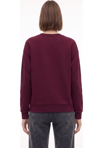 Fabrika Bordo Kadın Bisiklet Yaka Loose Fit Nakışlı Sweatshirt F6wl-swt0087