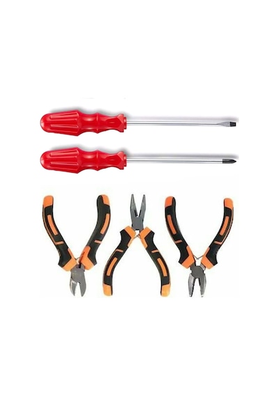 5 Li Set Mini Pense Seti Yan Keski Kargaburun Düz Ve Yıldız Torna