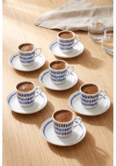 Moderna 6 Kişilik Fincan Takımı Strato Beyaz - Mavi