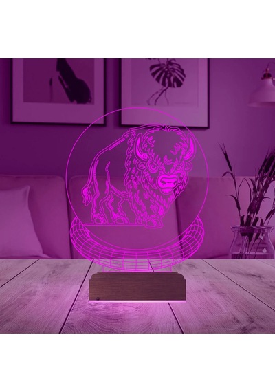 Luvivia Bizon Tasarım 3d Lamba - Masa Gece Lambası Şeffaf