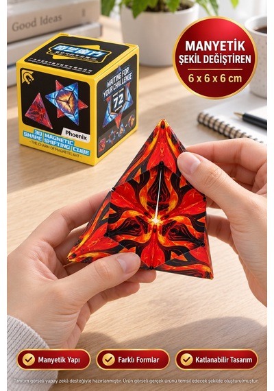 Manyetik Şekil Değiştiren Katlanır Küp, Qiyi Infinity Fidget Stres Oyuncağı Red Phoenix 6 X 6 X 6 Cm