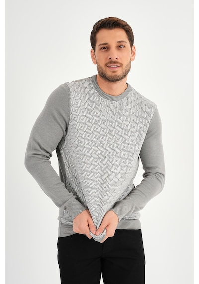 Alexander Gardi Alexandergardı Bisiklet Yaka Desenlı Regular Fit Kazak E24-eze-01 Gri