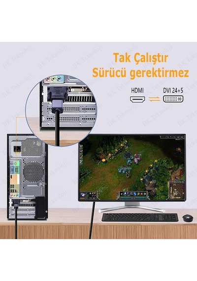 HDMI Dişi to DVI-I (24+5) Erkek Dönüştürücü Adaptör