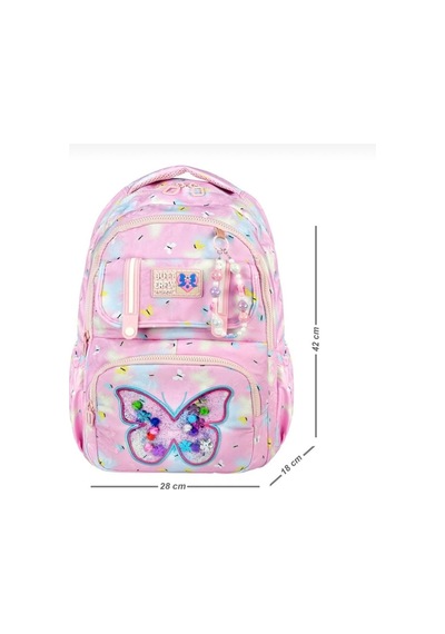 Miço Kids Kelebek Desenli Kız Çocuk 3'lü Okul Çanta Seti Pembe