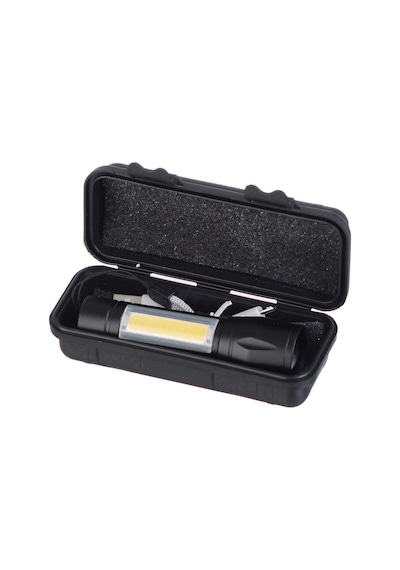 Powerdex Şarjlı Metal Su Geçirmez Xpe+ Cob Led'Li Fener Pd-5568 Siyah